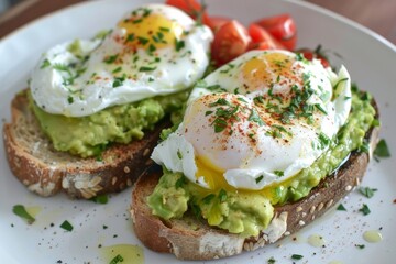 Healthy Avocado Toast with Poached Eggs