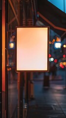 Obraz premium A Blank White LED Hanging Sign in Empty Room