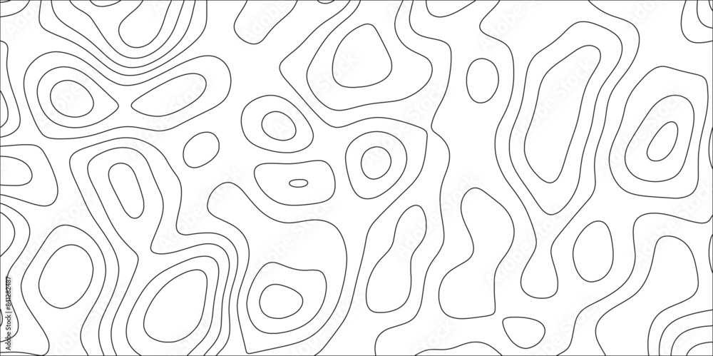 Fototapete Abstract Topographic line map background. White curved soft lines shiny hair topographic contours terrain texture. Ocean topographic line map with curvy wave. 