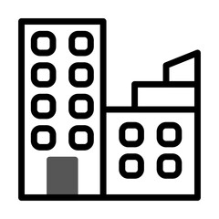 Building icon duotone grey black illustration