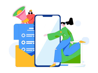 Notification announcement vector creative flat hand drawn illustration
