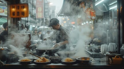 Fototapeta premium Hot Dishes on a Foggy Day 