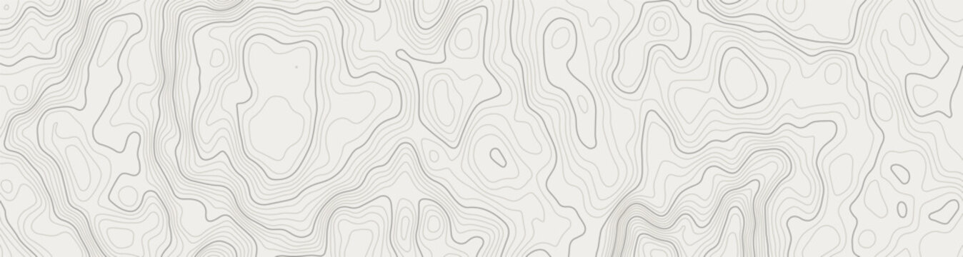 Stylized topographic contour map. Geographic line mountain relief. Abstract lines or wavy backdrop background. Cartography, topology, or terrain path concept. Vector illustration with editable stroke