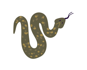 Hand drawn snake. Vector illustration in flat style.