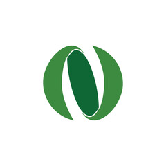letter N and leaf vector logo with green color
