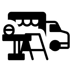 Food truck solid icon symbol sign from modern Food court collection in solid style for mobile concept and web apps design. Food and drink related vector line icon.