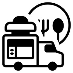 Food truck solid icon symbol sign from modern Food court collection in solid style for mobile concept and web apps design. Food and drink related vector line icon.
