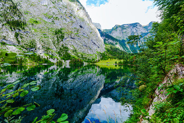 Lake Obersee in summer, Bavaria, Germany.