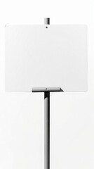 Obraz premium Blank white yard sign with metal stand in outdoor setting.