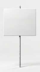 Blank white yard sign with metal stand in grassy field