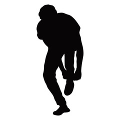 Silhouette of Man Climbing Rock. Isolated on White Background. Vector Illustration in Flat Style.