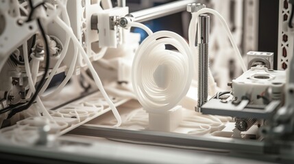 Process of 3D printing printer. Modern technologies of future. AI generated.