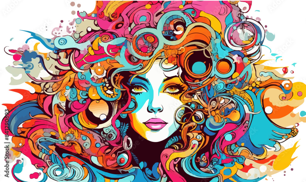 Poster psychedelic abstract art isolated vector style on isolated background illustration
