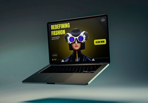 Floating Laptop Mockup With Generative AI