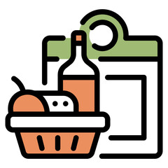 Groceries flat icon symbol sign from modern Food court collection in flat style for mobile concept and web apps design. Food and drink related vector line icon.