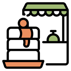Cake flat icon symbol sign from modern Food court collection in flat style for mobile concept and web apps design. Food and drink related vector line icon.