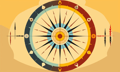 Native American Medicine Wheel vector flat isolated vector style illustration