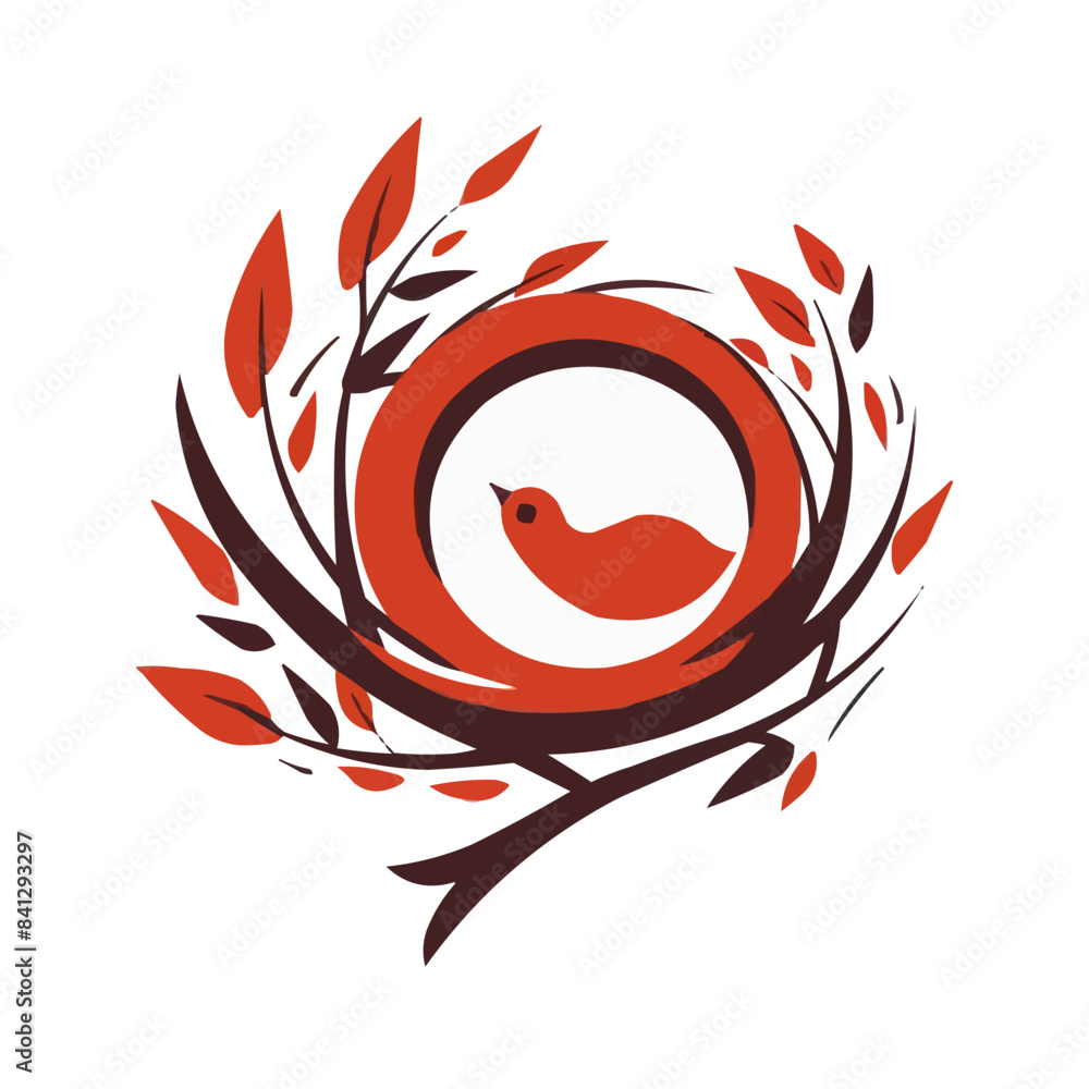 Poster nest logo design. simple nest logo. bird nest design