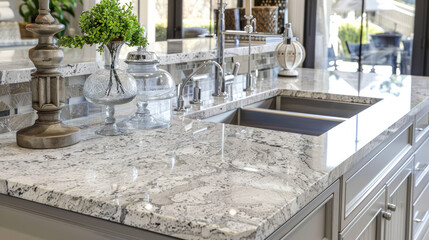 Fototapeta premium Bathroom vanity tops and countertops in stylish designs. Explore marble, granite, and quartz samples for your kitchen and bathroom flooring.