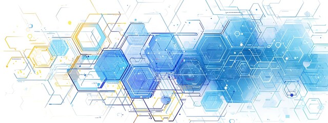 Abstract background with hexagons and digital connections on white background vector illustration