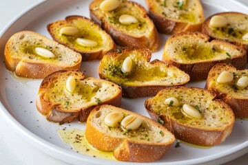 Rustic Appetizer: Garlic Infused Bruschetta with Olive Oil