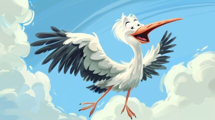 Obraz premium A hilarious cartoon stork is used for illustration