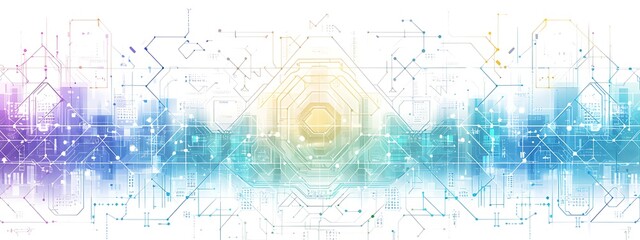Fototapeta premium Abstract background with hexagons and digital connections on white background vector illustration