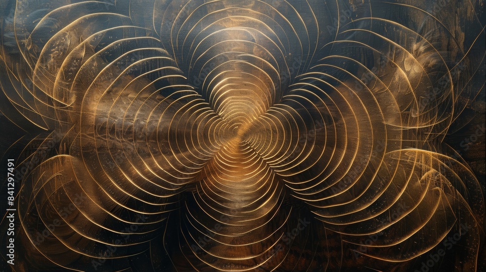Poster ethereal streaks of light intersecting on a dark background.
