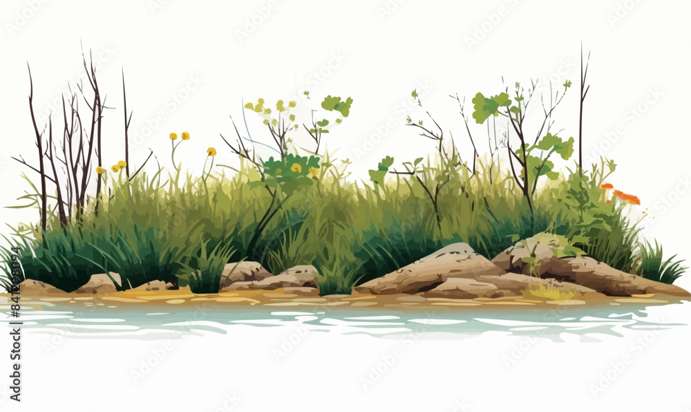 Poster marsh trees set isolated vector style with transparent background illustration