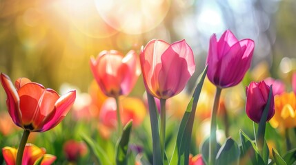 Vibrant and colorful tulips in the early spring