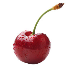 [Transparent Background PNG]Fresh Red Cherry with Water Droplets