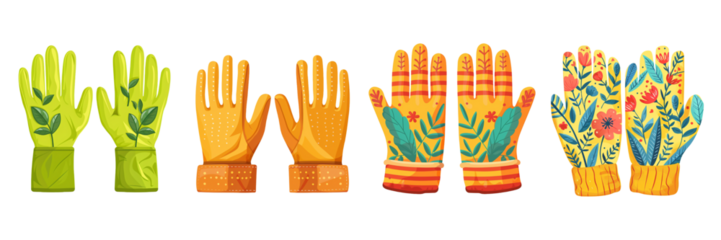 Collection of gloves isolated on transparent background. Generated Ai