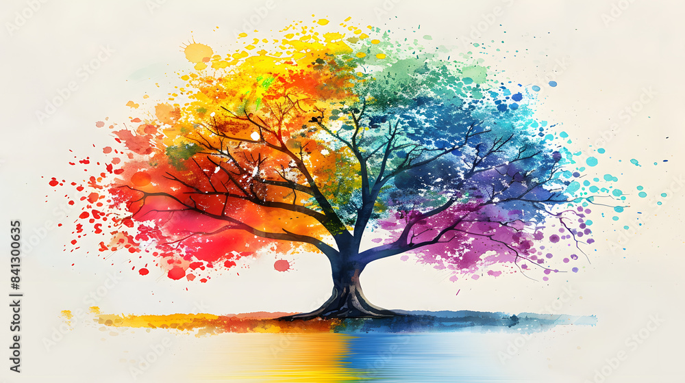 Poster neat colorful tree. with more separate tree branches