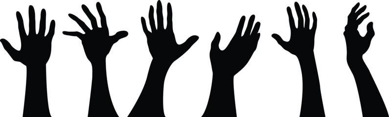 silhouette hand up isolated on transparent background, vector design	

