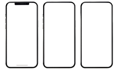 【PNG透過】スマホ端末のフレーム素材3種　黒