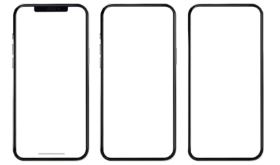 【PNG透過】スマホ端末のフレーム素材3種　黒