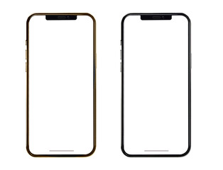 【PNG透過】スマホ端末のフレーム素材２種　黒と金カラー