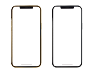 【PNG透過】スマホ端末のフレーム素材２種　黒と金カラー