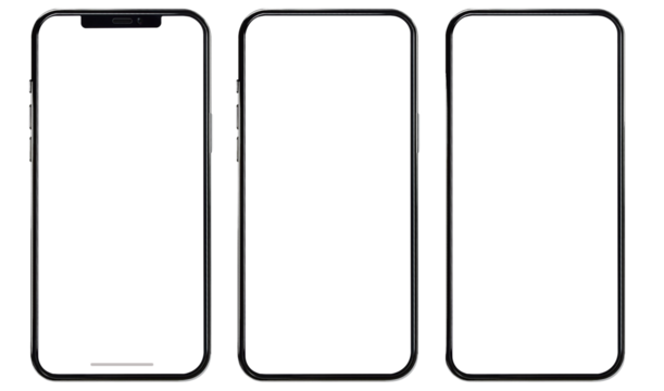 【PNG透過】スマホ端末のフレーム素材3種　黒