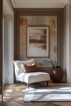thick verticle picture frame in the center of a room contemporary
