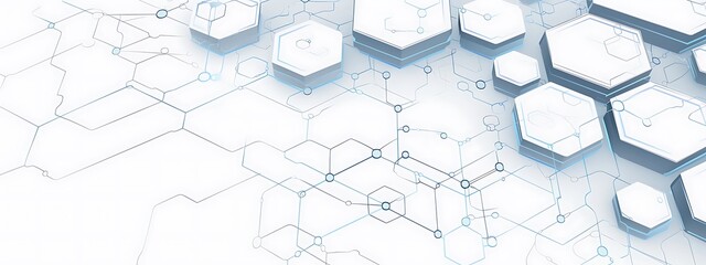 Abstract background with hexagons and digital connections on white background vector illustration
