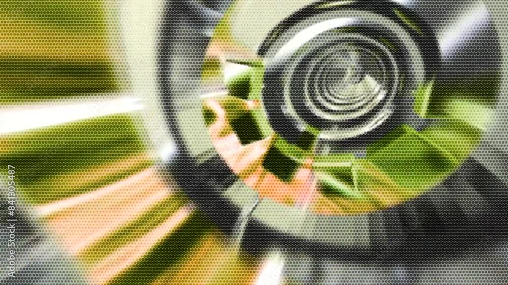 Poster motion background showing first person point of view flying through futuristic abstract digital tunn