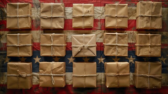 Rustic packaging on a wooden table with a vintage feel