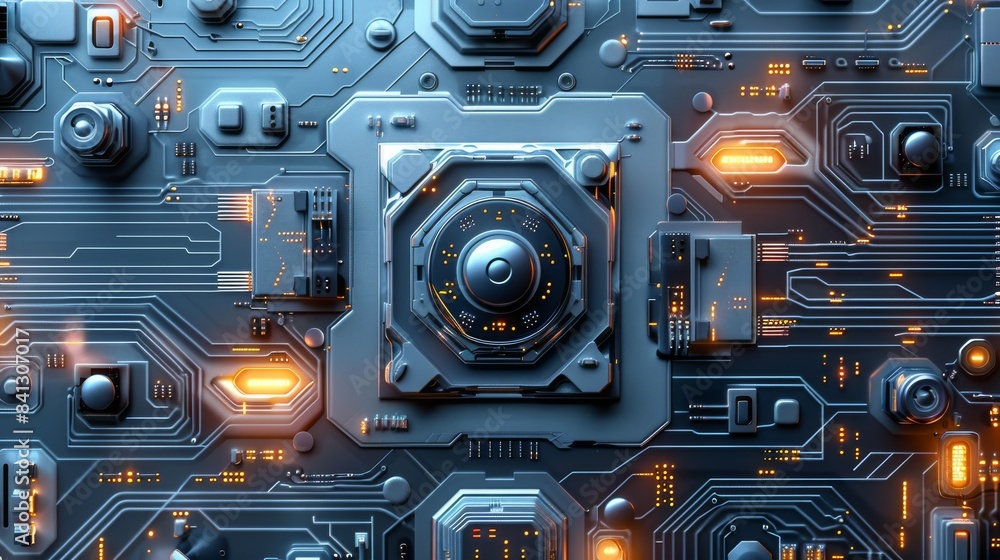 Poster circuit board in manufacturing process, it is used for manufacturer website background. generative a