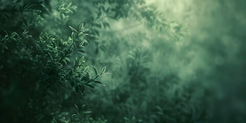 Fototapeta premium Nature inspired artwork against a textured forest green backdrop. 