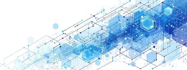 Obraz premium Abstract background with hexagons and digital connections on white background vector illustration