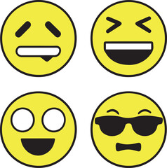 Fototapeta premium Emoticons big set. Emoji faces collection vector. Emojis flat style. Line smiley face 