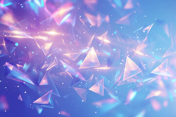 Futuristic Holographic Glowing Triangle Background Illuminated with Vibrant Colors - 鮮やかな色に照らされた未来的なホログラフィックの輝く三角形の背景
