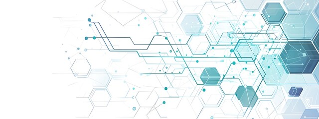 Abstract background with hexagons and digital connections on white background vector illustration