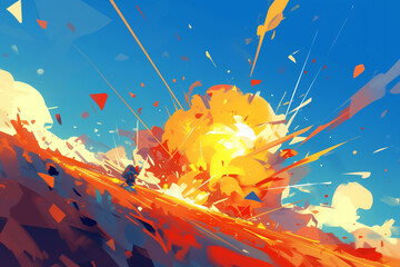 Colorful Cartoon Style Explosion Moment Background Illustration for Creative Projects